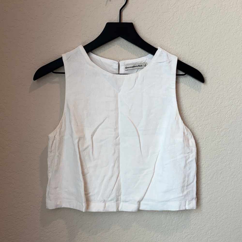 Abercrombie & Fitch White Linen Crop - S
